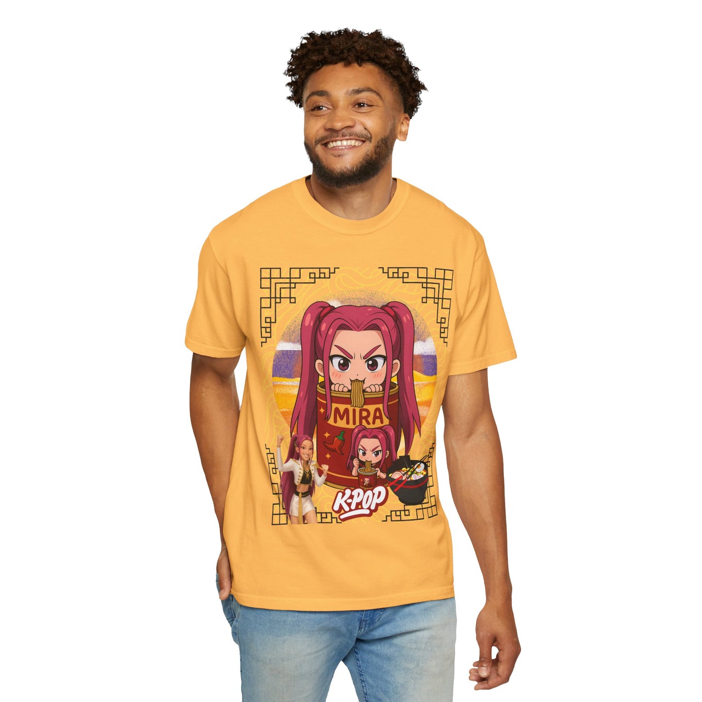 K-Pop Inspired Garment-Dyed T-Shirt, Trendy Streetwear, Anime Fan Apparel, Casual Wear, Gifts for Music Lovers