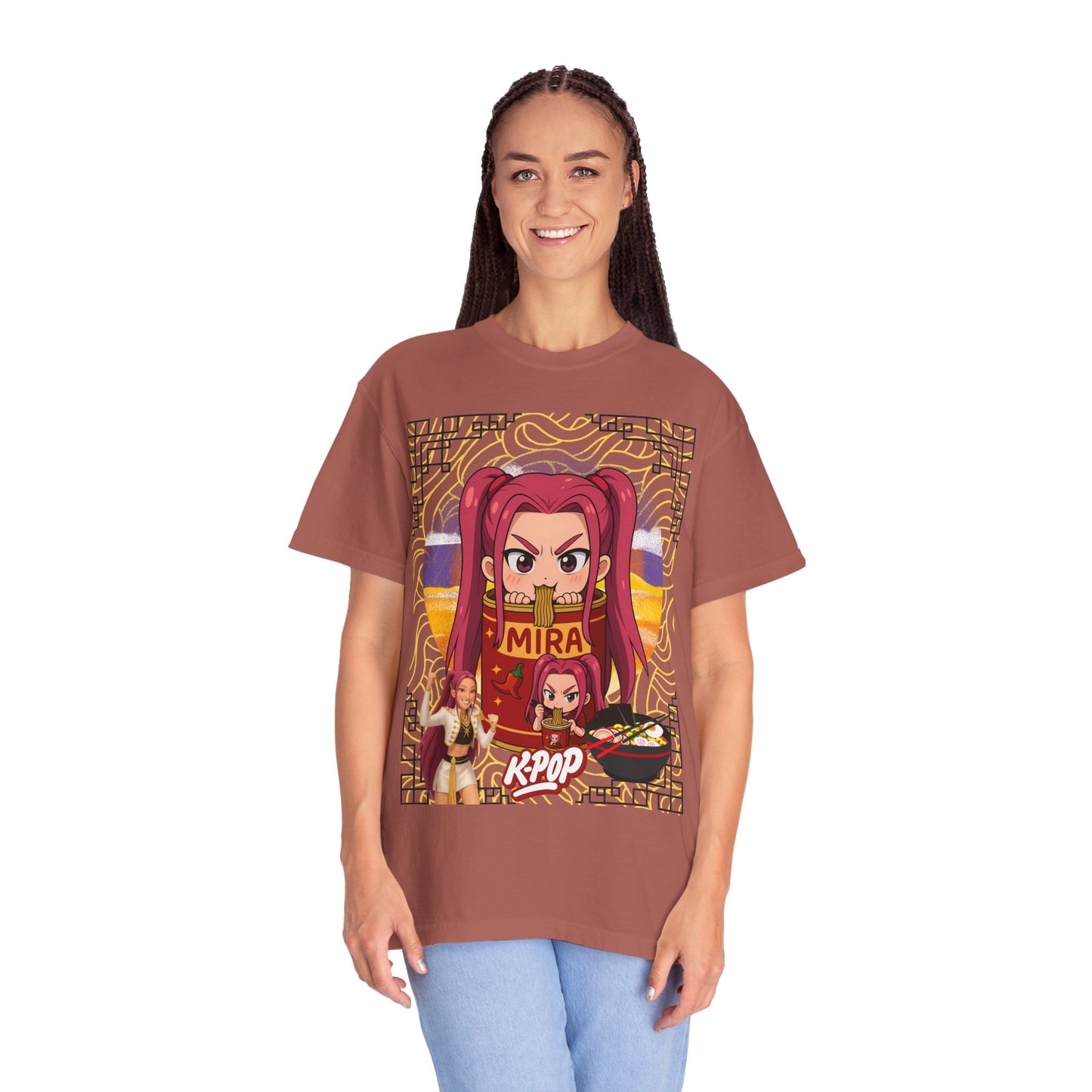 K-Pop Inspired Garment-Dyed T-Shirt, Trendy Streetwear, Anime Fan Apparel, Casual Wear, Gifts for Music Lovers