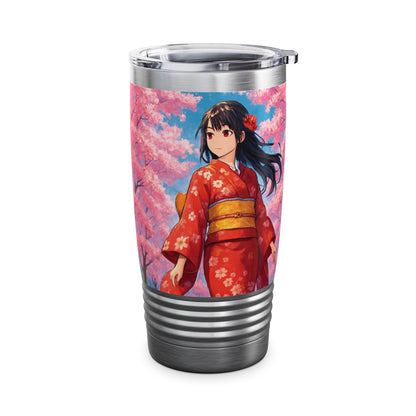Cherry Blossom Ringneck Tumbler, 20oz | Stylish Travel Mug for Tea Lovers, Sakura Decor, Gift for Her, Cosplay Accessory, Japanese Culture