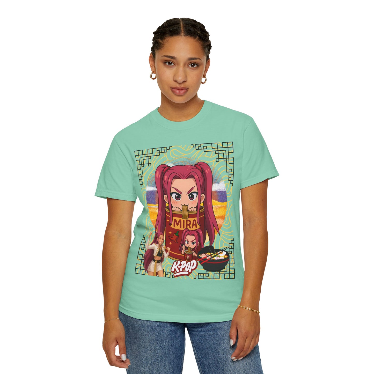 K-Pop Inspired Garment-Dyed T-Shirt, Trendy Streetwear, Anime Fan Apparel, Casual Wear, Gifts for Music Lovers