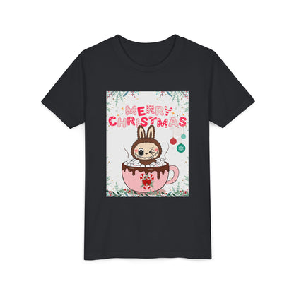 Christmas Bunny Youth Tee, Merry Christmas Shirt, Cute Holiday T-Shirt, Kids Christmas Apparel, Festive Youth Shirt