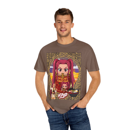 K-Pop Inspired Garment-Dyed T-Shirt, Trendy Streetwear, Anime Fan Apparel, Casual Wear, Gifts for Music Lovers