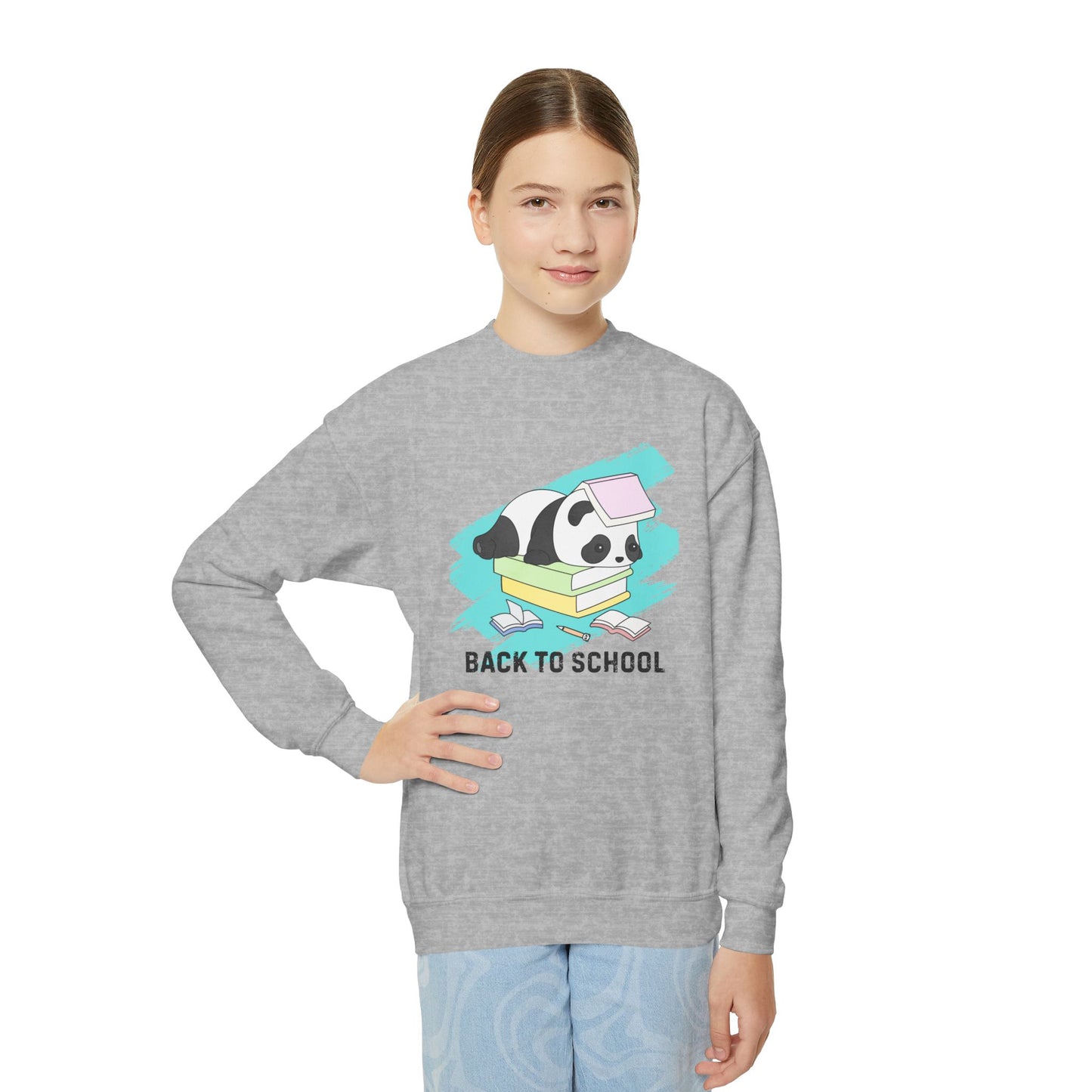 Youth Crewneck Sweatshirt - Back to School Panda, Cute Sweatshirt for Kids, Cozy Back to School Gift, Adorable Animal Design, Cute [...]