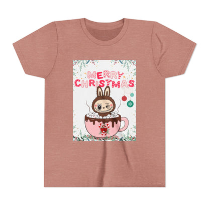 Christmas Bunny Youth Tee, Merry Christmas Shirt, Cute Holiday T-Shirt, Kids Christmas Apparel, Festive Youth Shirt