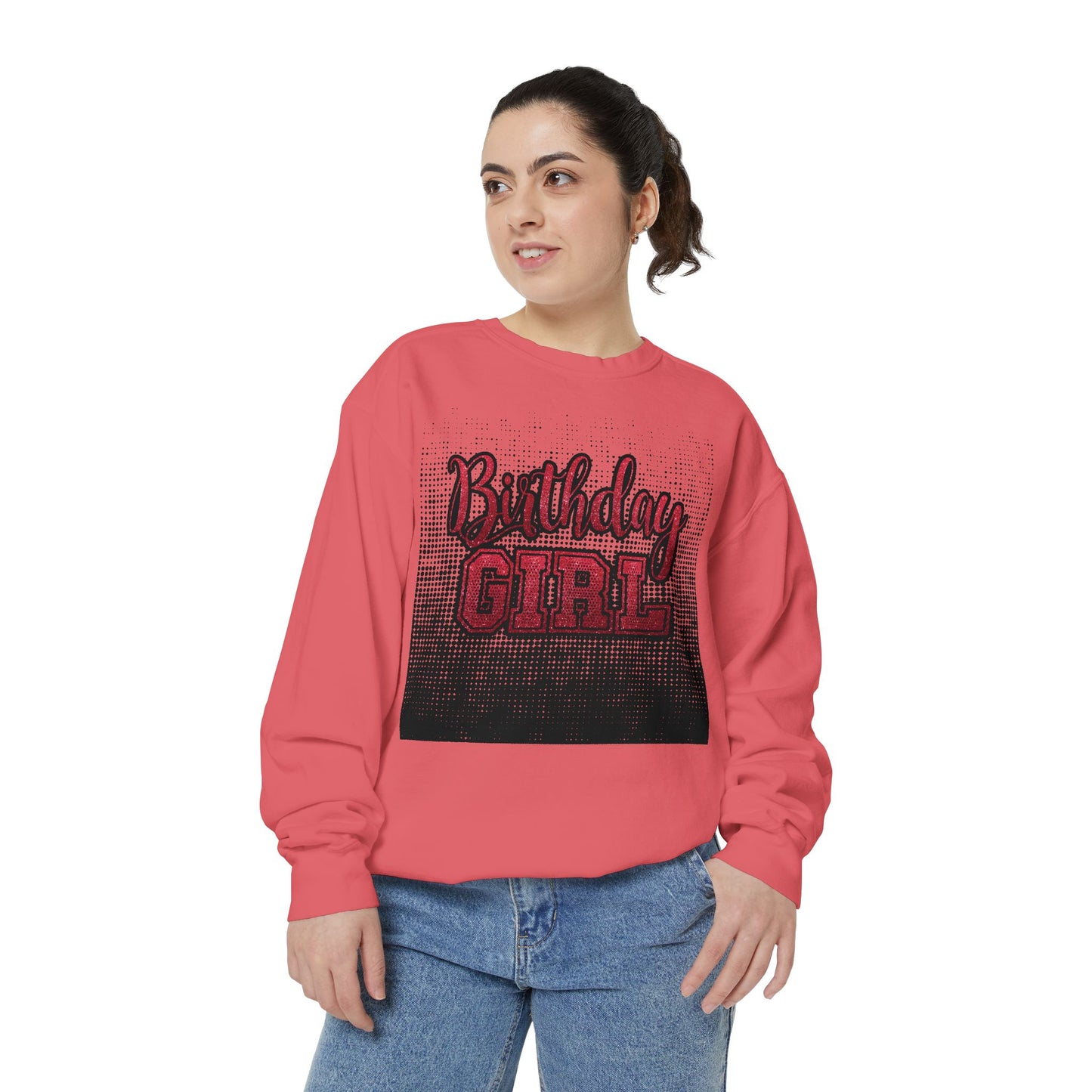 Birthday Girl Sweatshirt, Unisex Garment-Dyed Crewneck, Cozy Gift for Her, Celebration Apparel, Fun Birthday Outfit