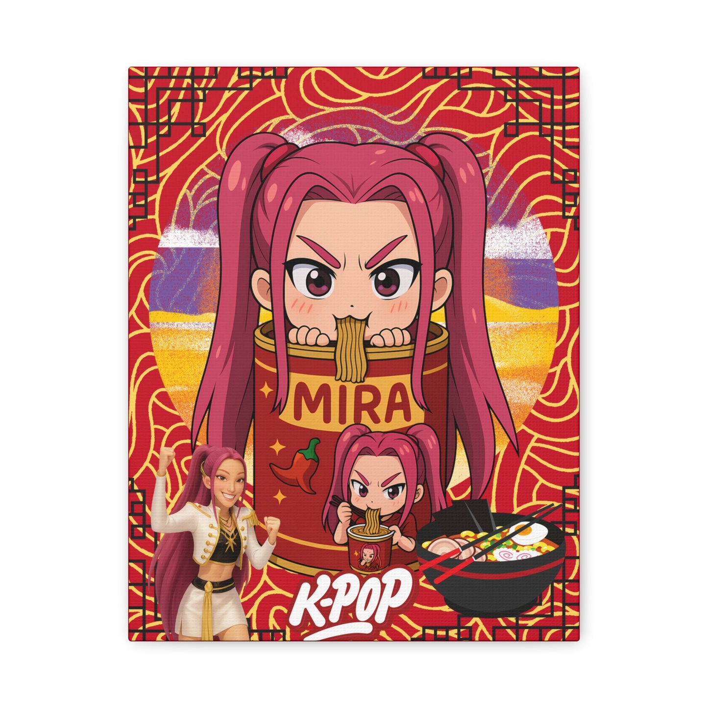 K-Pop Art Canvas Print, Perfect for Fans, Anime Wall Decor, Gift for Music Lovers, Vibrant Home Decoration, Cool Room Aesthetic