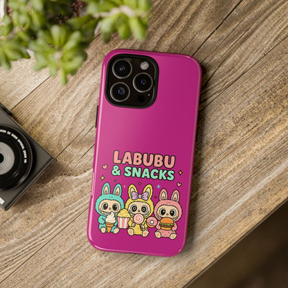 Cute Character Phone Case - Labubus & Snacks, Kawaii Accessories, Gift for Food Lovers, Fun Phone Cover, Cute Tech Gear