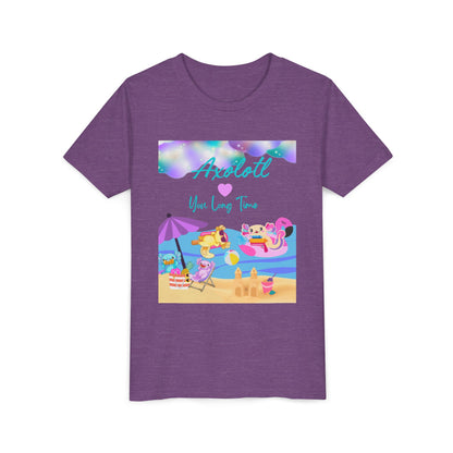 Youth Summer Fun Tee - Axolotl Love, Cute Beach Shirt, Kids Adventure T-Shirt, Summer Party Outfit, Birthday Gift, Vacation Apparel