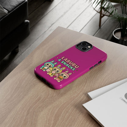 Cute Character Phone Case - Labubus & Snacks, Kawaii Accessories, Gift for Food Lovers, Fun Phone Cover, Cute Tech Gear