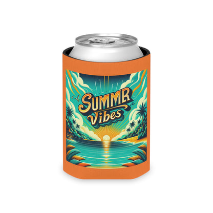 Summer Vibes Can Cooler - Tropical Beverage Holder, Beach Party Essential, Insulated Drink Sleeve, Fun Bar Accessory, Summer Gift
