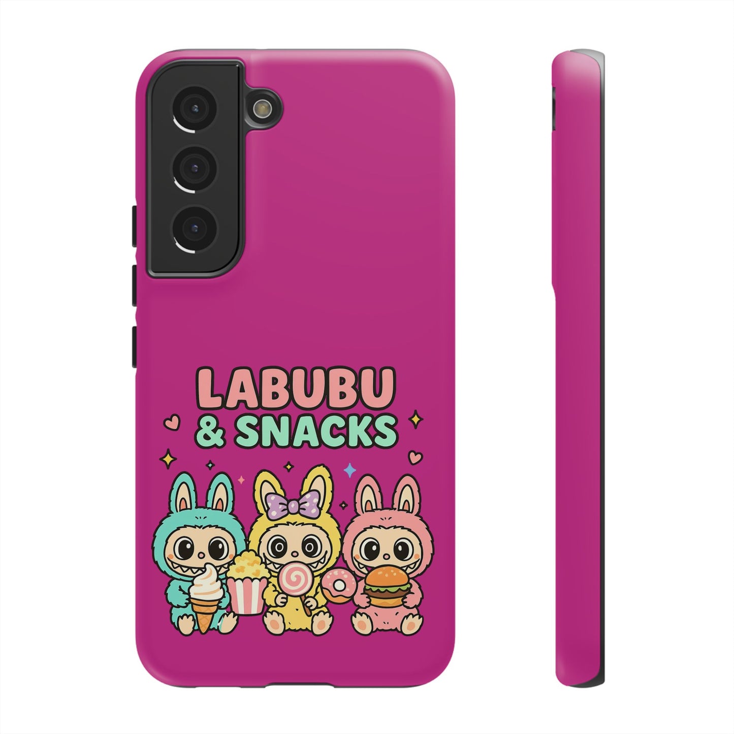 Cute Character Phone Case - Labubus & Snacks, Kawaii Accessories, Gift for Food Lovers, Fun Phone Cover, Cute Tech Gear