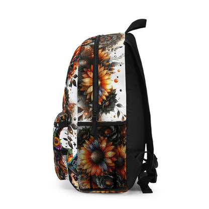 Fall-Themed Hocus Pocus Backpack, Boho Floral Book Bag, Halloween Tote, Sunflower Style Rucksack, Witchy School Supply