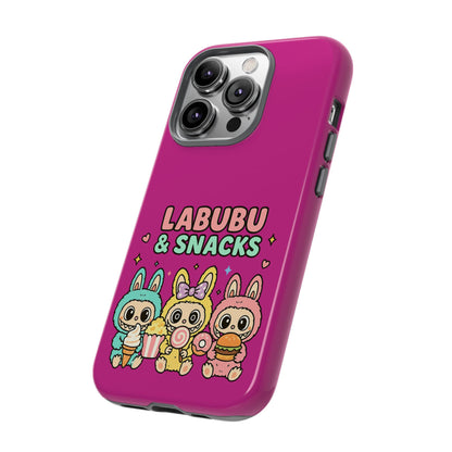 Cute Character Phone Case - Labubus & Snacks, Kawaii Accessories, Gift for Food Lovers, Fun Phone Cover, Cute Tech Gear