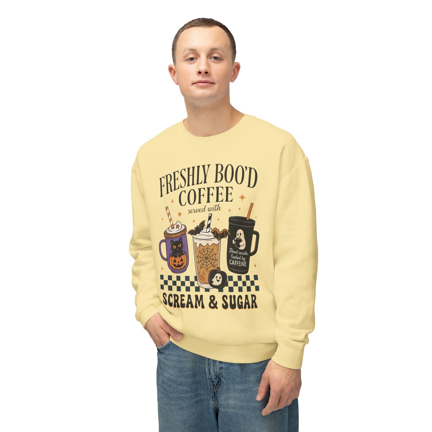 Halloween Coffee Sweatshirt, Unisex Halloween Crewneck, Scream & Sugar Sweater, Gift for Coffee Lovers, Fall Fashion