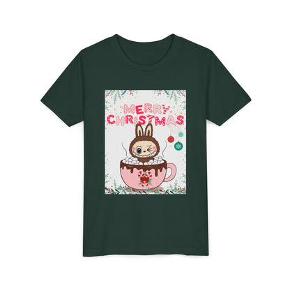 Christmas Bunny Youth Tee, Merry Christmas Shirt, Cute Holiday T-Shirt, Kids Christmas Apparel, Festive Youth Shirt