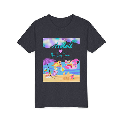 Youth Summer Fun Tee - Axolotl Love, Cute Beach Shirt, Kids Adventure T-Shirt, Summer Party Outfit, Birthday Gift, Vacation Apparel