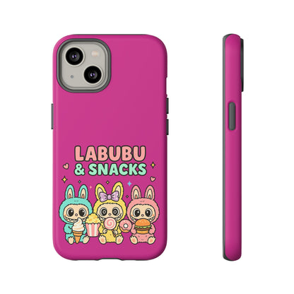 Cute Character Phone Case - Labubus & Snacks, Kawaii Accessories, Gift for Food Lovers, Fun Phone Cover, Cute Tech Gear