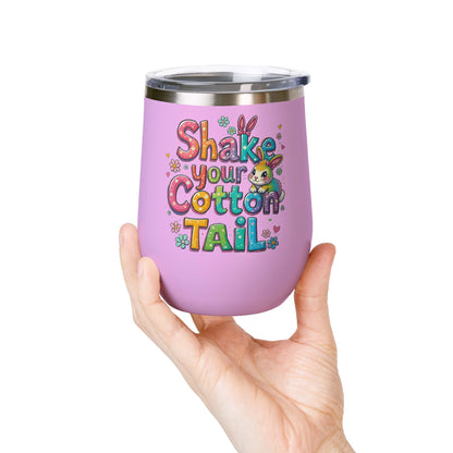 Colorful Easter Wine Tumbler | Shake Your Cotton Tail | Gift for Bunny Lovers, Party Accessories, Spring Celebrations, Cute Drinkware