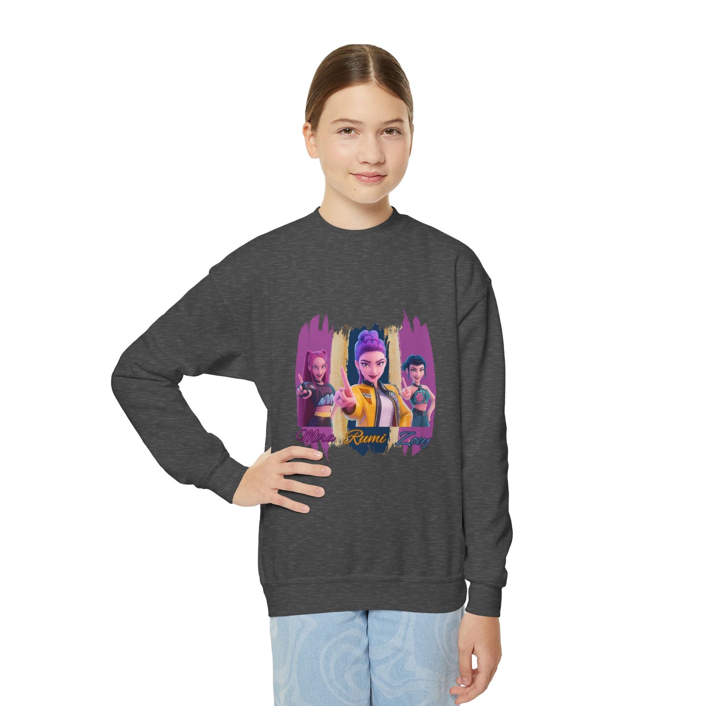 Vibrant Youth Crewneck Sweatshirt with Colorful Designs, Cozy Pullover for Kids, Unisex Sweatshirt, Great for Gifts, Cool Streetwear