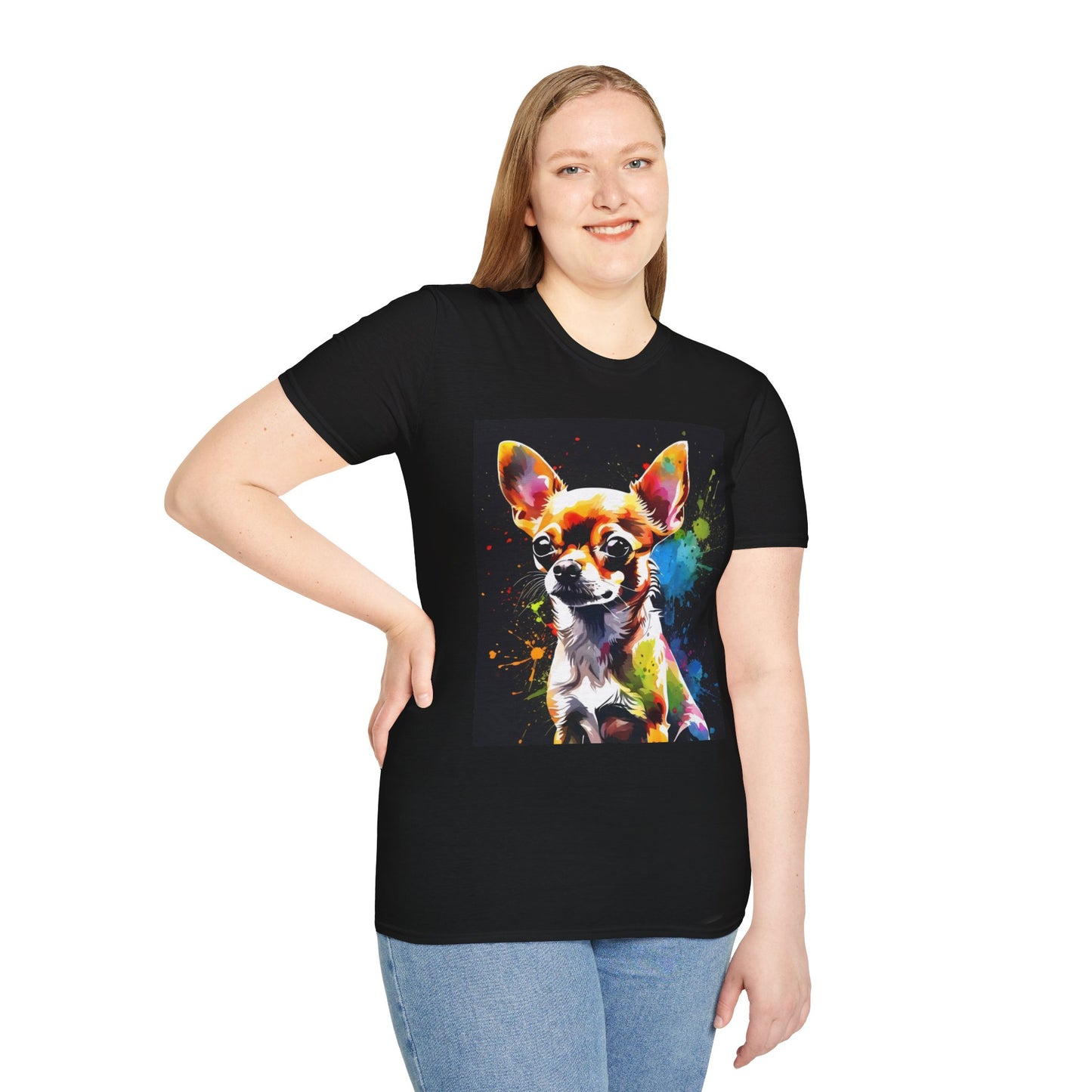 Colorful Chihuahua Art T-Shirt, Pet Lover Gift, Animal Lover Tee, Casual Wear, Unique Dog T-Shirt, Dog Mom Gift