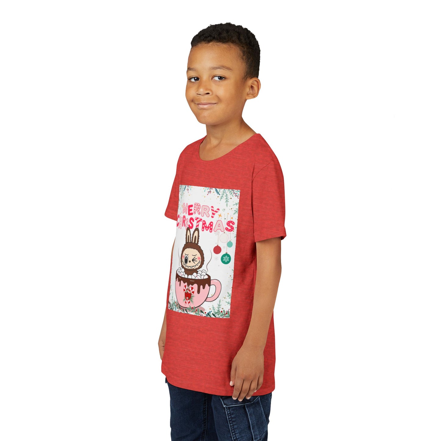 Christmas Bunny Youth Tee, Merry Christmas Shirt, Cute Holiday T-Shirt, Kids Christmas Apparel, Festive Youth Shirt