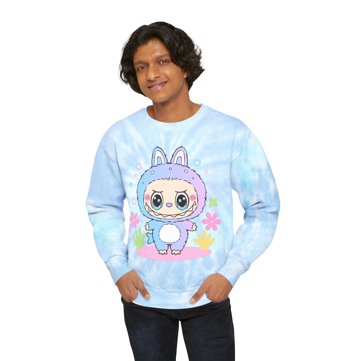 Cute Bunny Tie-Dye Sweatshirt, Unisex Tie-Dye Pullover, Pastel Cozy Sweatshirt, Unique Tie-Dye Apparel, Casual Fun Gift