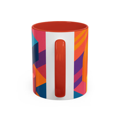 Vibrant Geometric Accent Coffee Mug, Colorful Ceramic Mug for Home or Office, Unique Gift for Birthdays, Holidays, Art Lovers